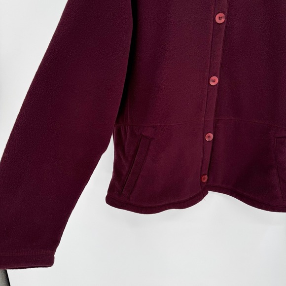 Eddie Bauer Maroon Button Front Polartec Fleece Jacket Women's Sz XL Tall - Picture 3 of 10